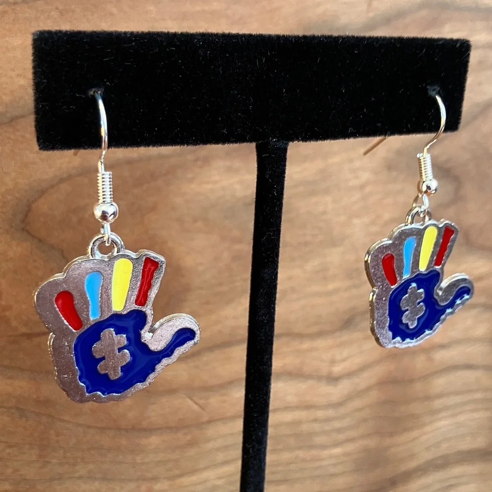 Handmade Autism Awareness Earrings. - Picture 2 of 2